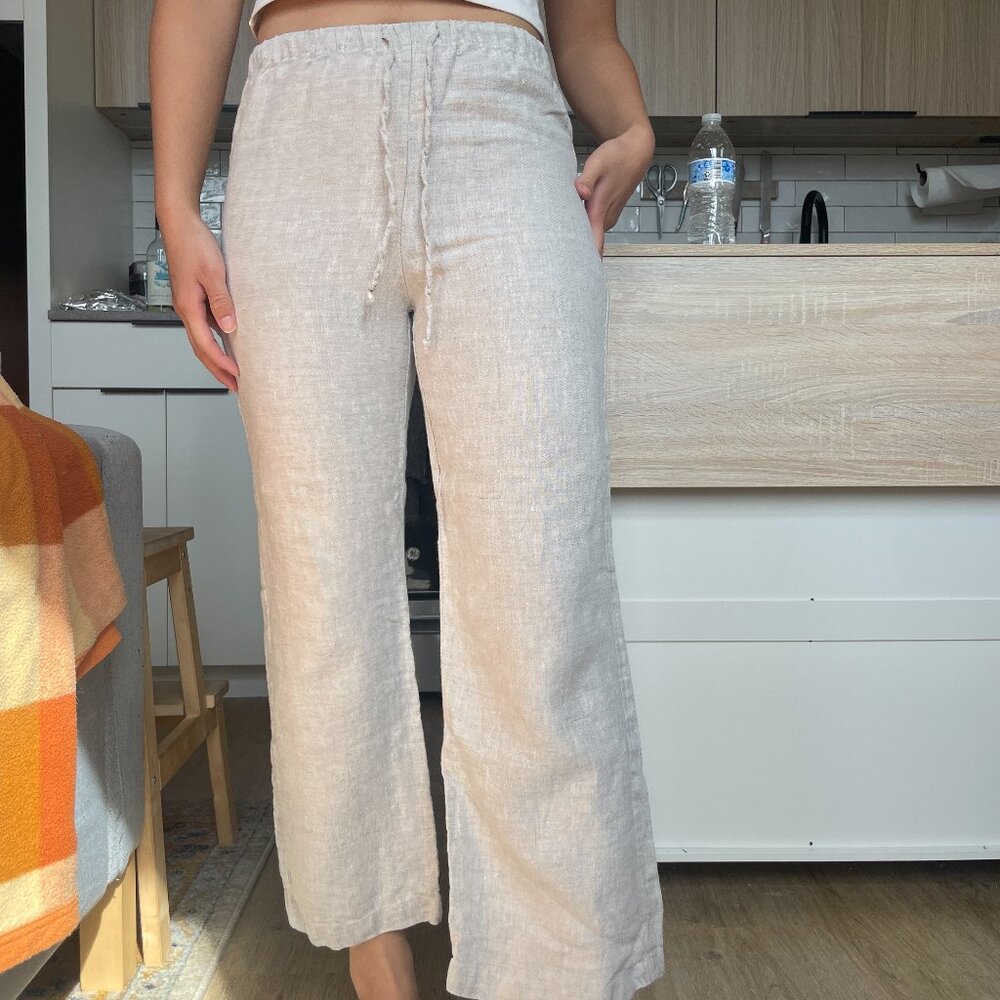 Reformation Olina Linen Pant in Oatmeal (XSP)